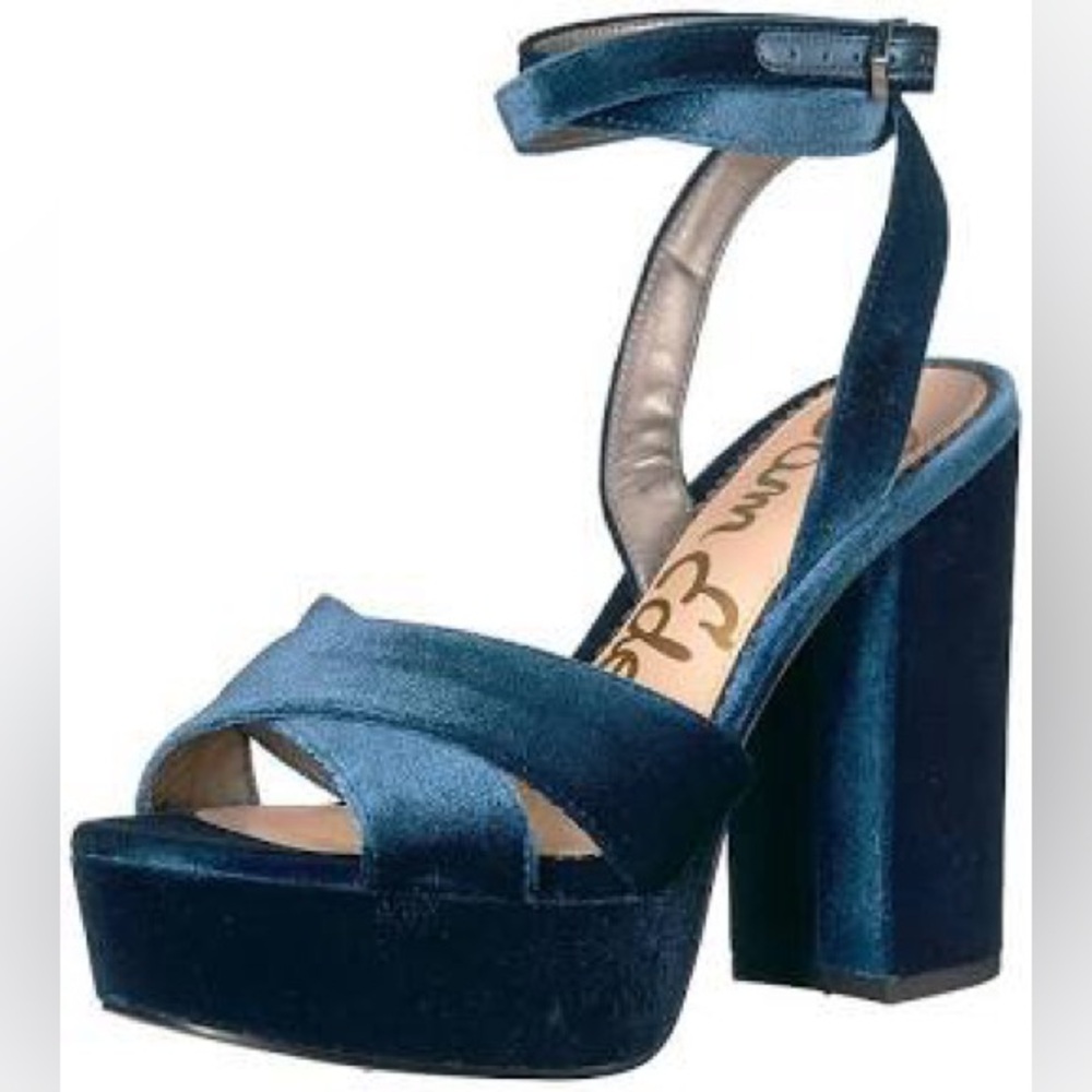 Sam Edelman Dark Blue Velvet Platform Heels